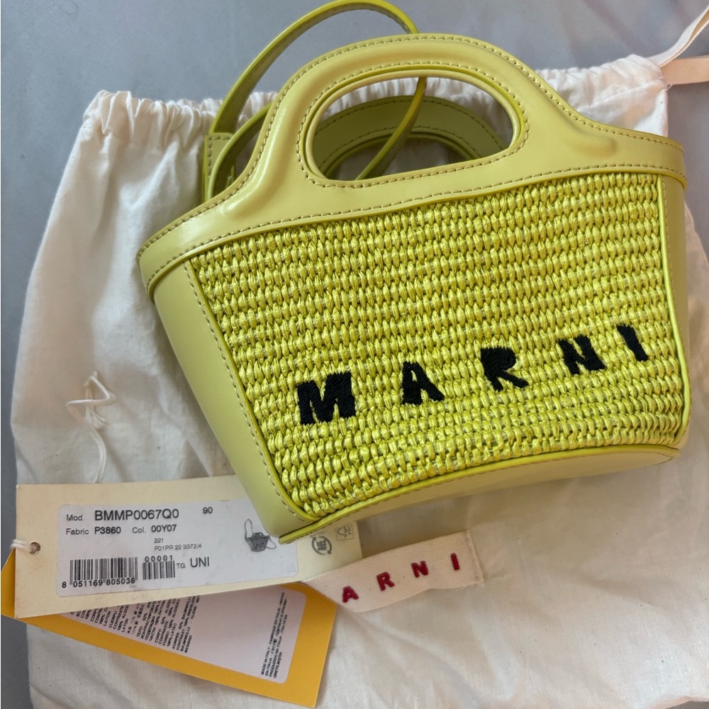 Marni Lime Woven Mini Bag